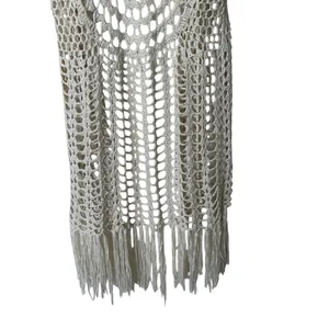 Umgee Crochet Fringe Ivory cardigan sweater size L thumbnail 6