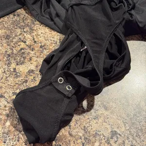 Express Bodysuit Faux Wrap Goth Romantic Grunge Minimalist‎ Long Sleeve Black XL thumbnail 6