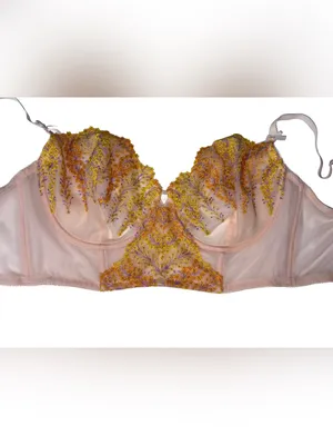 Victoria’s Secret Embroidered Longline Bra 36DD Blush Pink Floral Unlined thumbnail 6