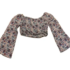 Billabong White Floral Clinched Crop Top Women's Large Multicolor Long Sleeve thumbnail 4