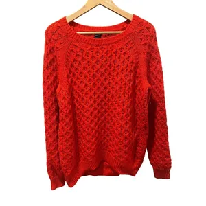 H&M Vibrant Orange Red Textured Knit Sweater 90s Art School Oversized S thumbnail 3