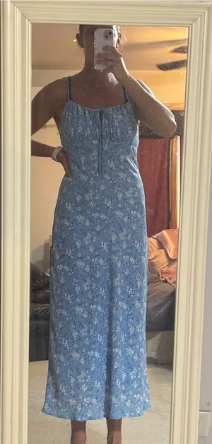 Blu Pepper Light Blue Floral Spaghetti Strap Maxi Dress thumbnail 1