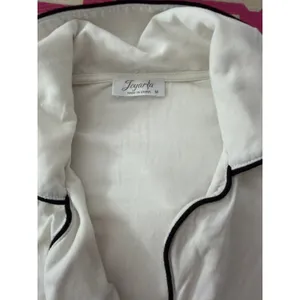 Joyarza White Pajama Set Medium Soft Viscose Button Front Short Sleeve Sleepwear thumbnail 5