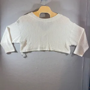 495 | Out From Under Urban Outfitters Cream Waffle Knit‎ Crop Sweater Top Large thumbnail 2