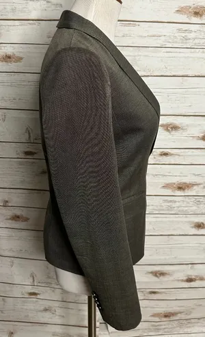 Ann Taylor taupe/brown wool-blend tailored tuxedo-inspired blazer Size 8P thumbnail 4