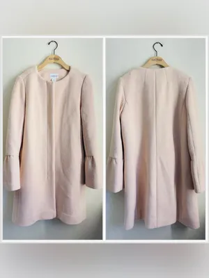 Club Monaco Blush Pink Wool Blend A Line Long Coat Bell Sleeve Large thumbnail 3