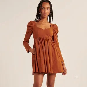 Abercrombie‎ & Fitch S Tall Sweetheart Neck Babydoll Mini Dress Poplin Pockets thumbnail 9