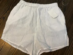Vitamin A White Shorts 100% Linen Swim Coverup Pull On NEW Sz XS NWT thumbnail 1