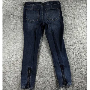 Free People We The Free Skinny Jeans 30x25.5 Moto indie Boho Ankle Zip Rock Edgy thumbnail 2