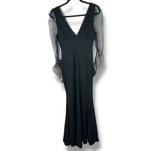 NEW Lulus Red Carpet Energy Black Tulle Long Sleeve Mermaid Maxi Dress Small thumbnail 8