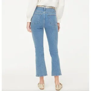 J. Crew Mid-Rise Flare Crop All Day Stretch Med Indigo Wash Sz 32 NWT Petite thumbnail 2