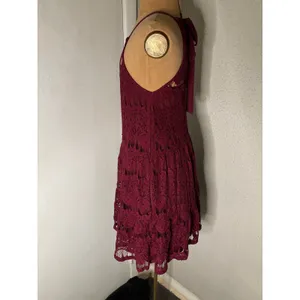 Xtraordinary Lace Maroon Mini Dress M Formal Special Occasion Cocktail Coquette thumbnail 4