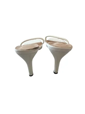 WHITE Single Strap Sandal Heels Size 38 / US 8 thumbnail 4