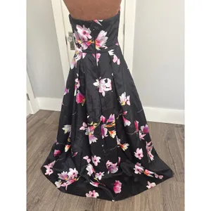 Sequin‎ Hearts Womens Strapless Floral Satin Ballgown Black Pink Size 9 thumbnail 4