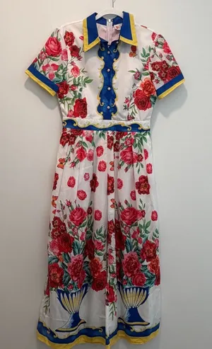 L'ATISTE BY AMY Women's Medium Floral Print Wide Leg Jumpsuit Collared Button thumbnail 1
