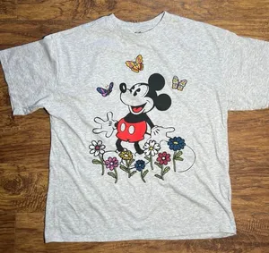 Mickey Mouse Licensed Ladies Character Tee With Embroidery Size L Gray thumbnail 1