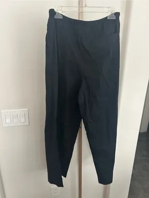 Athleta Wide Leg Black Linen Pants Size Large Drawstring Athleisure NWOT thumbnail 4