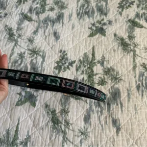 Brighton Beaded Leather Belt Black Silver M 30 Vintage 80s thumbnail 5