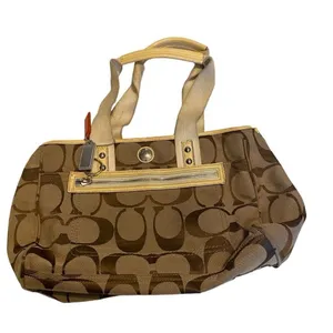 COACH Signature Daisy Vintage Tote Bag Tan And Brown‎ 8X4X12 SEE DESCRIPTION thumbnail 1