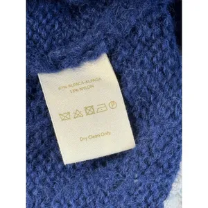 Free People Alpaca Blend Hooded‎ Cardigan Blue Pointelle Knit Long Sweater XS thumbnail 7
