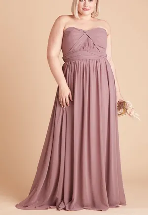 New birdy grey Grace Dress in Chiffon Dark Mauve size curve 1X thumbnail 1