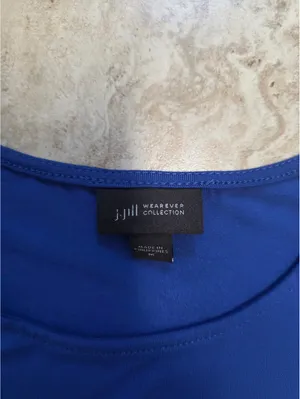 J Jill Womens Knit Blouse Top Blue Black Colorblock Wearever Tunic Size Medium thumbnail 4