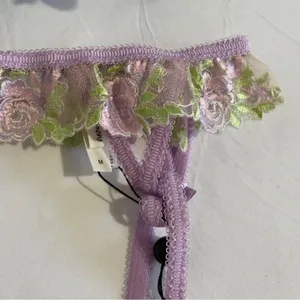 For Love & Lemons Garter Belt Womens Floral Embroidered Lace Purple NWOT Small thumbnail 4