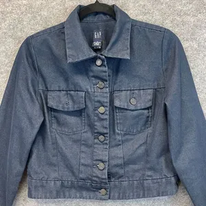 GAP‎ Jean Jacket Women's Small Indigo Denim Cotton Button Front Dark Wash Blue thumbnail 1