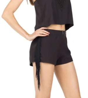 NWT Anthropologie Cleobella Black Fringed Alexa Shorts Women's Size Large thumbnail 1