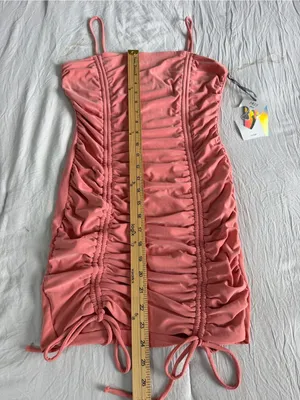 iris Coral Pink Ruched Mini‎ Dress thumbnail 5