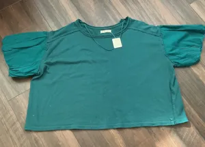 Free People We The Free Junebug Green Puff Sleeve Boxy Top S OB1683783 New thumbnail 1