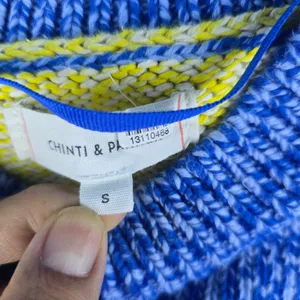 Anthropologie Chinti & Parker Colourblocked‎ Jumper Sweater Blue Yellow Small thumbnail 5