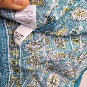 Silk & Salt‎ NWT Teal Floral Halter Maxi Dress Tie Waist Double Slit Medium thumbnail 6