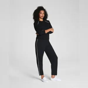 Spanx AirEssentials Pique Carrot Leg Pants in Black S thumbnail 4