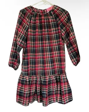 LDT Rachel Plaid Round Neck 3/4 Puff Sleeve Ruffled‎ Poof Swing Dress Size 2/S thumbnail 1