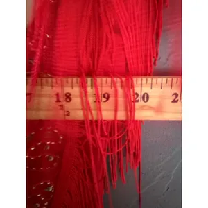 Vintage Red Fringe Sequin High Low Gown Gold Beaded Formal Dress Performance thumbnail 4