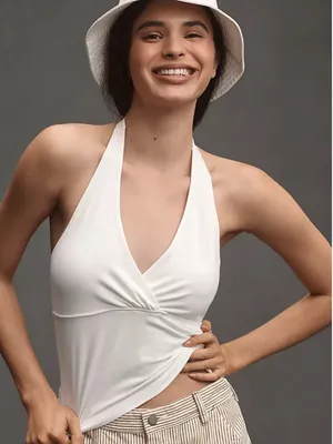 Anthropologie Pilcro Twist-Front Halter-Neck Top Size XS thumbnail 1