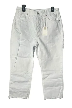 NWT Good American Size 10‎ White Good Boy Button Fly Cropped Jeans Altered #J9-5 thumbnail 1