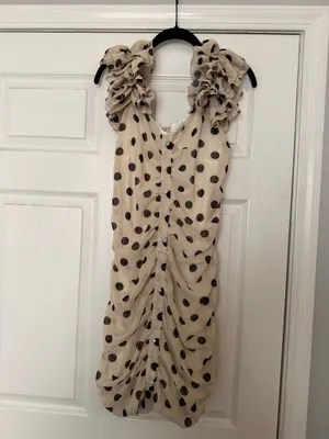 SHEIN Beige Polka Dot Mini Dress with Black Dots thumbnail 3