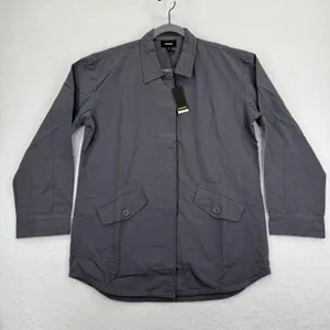 Monrow Womens Gray Button Up Ripstop Shirt‎ Jacket Shacket Utility Chore Size M Size M thumbnail 1