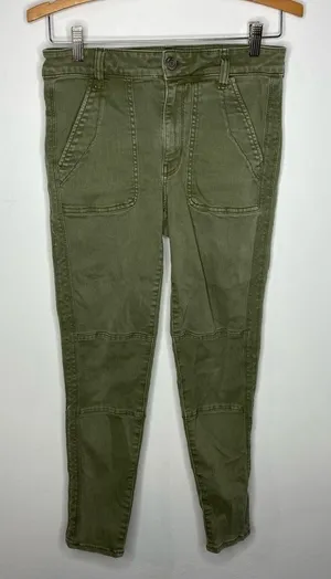 American Eagle Outfitters high Rise Jegging Crop olive‎ green size 6 thumbnail 1
