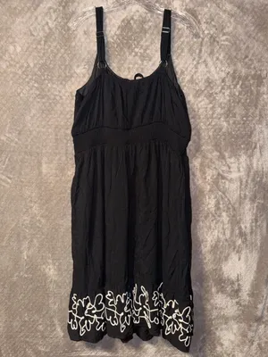 Maurices Plus Size 2X Bare Embroidered Hem Midi Dress Black NWT thumbnail 10