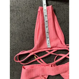 Monday Swimwear St.martin Bikini Top Bottom Set Textured in Azalea Pink size P/S thumbnail 14