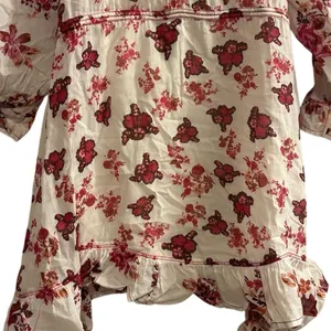 Free People Camella Mini Dress M Ivory and Pink Floral Bohemian 3/4‎ Sleeve thumbnail 14