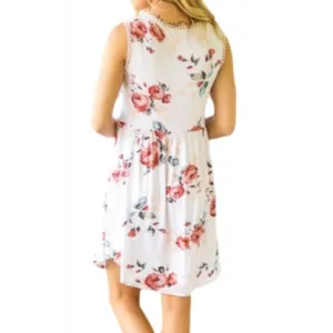 White Lace Trim Floral Dress thumbnail 2