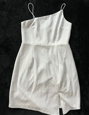 Lulus Party for Two Ivory‎ Asymmetrical Bodycon Mini Dress White Size Medium thumbnail 1