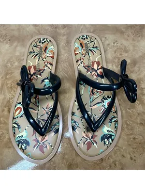 Melissa x Jason Wu Rare Black Bow Jelly Sandals Flip Flops Flats Women's 8 thumbnail 3