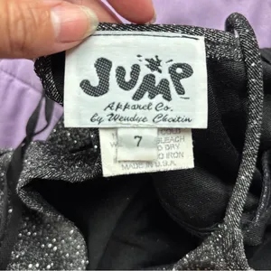 Jump Vintage 90s Black + Silver Glitter Full Length Sleeveless Prom Dress thumbnail 7