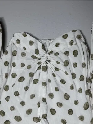 Zara Women 3/4 Sleeve White Dotted‎ Blouse Twisted Cropped Top size XS thumbnail 3