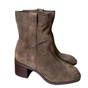 Steve Madden Romney Brown Suede Western Ankle Boots Square Toe Block Heel 6 thumbnail 2